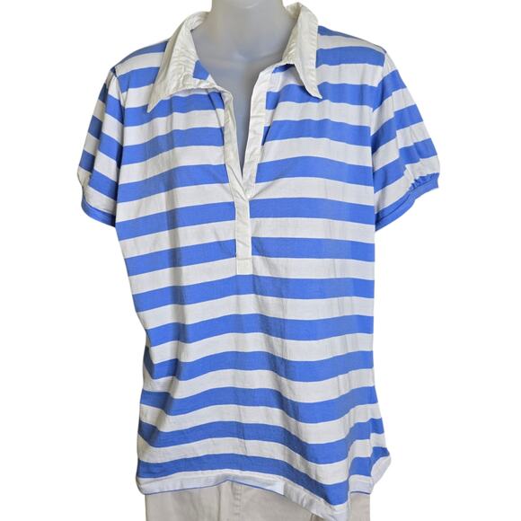Steve & Barry's Womens Striped Polo Shirt XXL Blue White Collared Preppy Casual - Picture 4 of 8